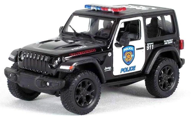 Main image of - Jeep Wrangler Rubicon Off Road 4x4 5 inch 1:34 Scale Die Cast Model Replica Toy Car (Rescue Police)
