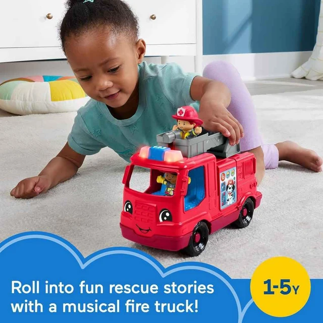 Alt view image 2 of 7 - Little People Fire Truck Toddler Toy | Push-Along Vehicle, Lights, Music & Sounds, 2 Figures, Preschool Kids Ages 1+ Years