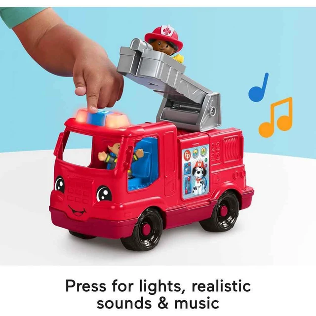 Alt view image 3 of 7 - Little People Fire Truck Toddler Toy | Push-Along Vehicle, Lights, Music & Sounds, 2 Figures, Preschool Kids Ages 1+ Years