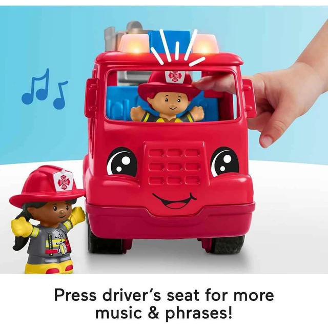 Alt view image 4 of 7 - Little People Fire Truck Toddler Toy | Push-Along Vehicle, Lights, Music & Sounds, 2 Figures, Preschool Kids Ages 1+ Years