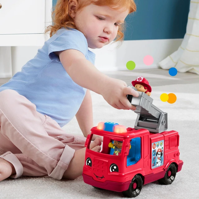 Alt view image 7 of 7 - Little People Fire Truck Toddler Toy | Push-Along Vehicle, Lights, Music & Sounds, 2 Figures, Preschool Kids Ages 1+ Years