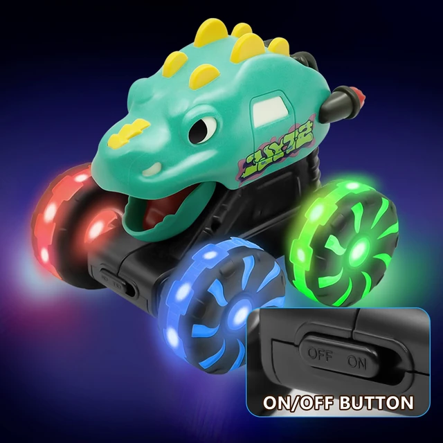 Alt view image 5 of 7 - Green Dino Monster Truck LED Light-Up Press and Go Toy Car | Dinosaur Truck with Flashing Wheels and Chomping Mouth for Boys and Girls Birthady Gifts for Kids Toddlers Age 2 3 4 5 6 7 8