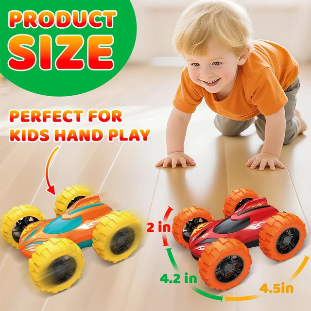 Alt view image 3 of 7 - Car Toys for Ages 3-5 Boys, Double-Sided 360° Flip Stunt Car Baby Toy | Push and Go Monster Truck Toys for 3 4 5 Year Old Kids, Sturdy 4WD Cars Toddler Boy Toy, Easter Birthday Gifts for Boys Girls