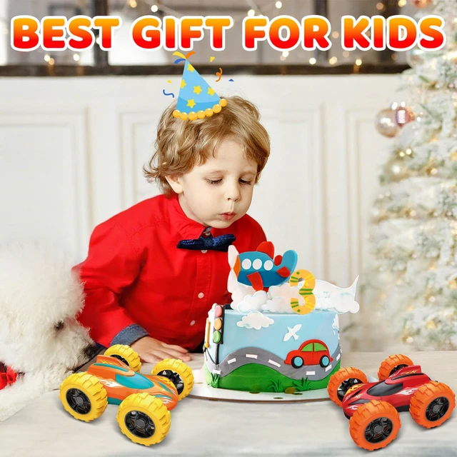 Alt view image 2 of 7 - Car Toys for Ages 3-5 Boys, Double-Sided 360° Flip Stunt Car Baby Toy | Push and Go Monster Truck Toys for 3 4 5 Year Old Kids, Sturdy 4WD Cars Toddler Boy Toy, Easter Birthday Gifts for Boys Girls