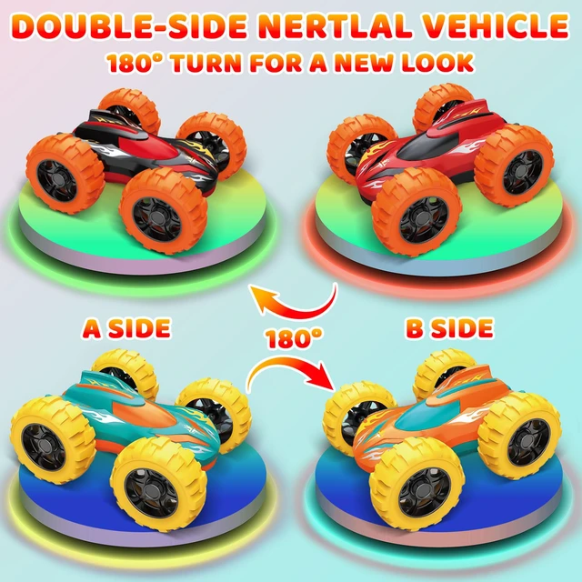 Alt view image 7 of 7 - Car Toys for Ages 3-5 Boys, Double-Sided 360° Flip Stunt Car Baby Toy | Push and Go Monster Truck Toys for 3 4 5 Year Old Kids, Sturdy 4WD Cars Toddler Boy Toy, Easter Birthday Gifts for Boys Girls