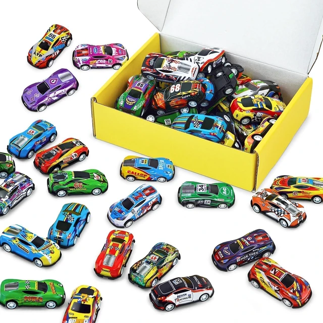 Main image of 30 Toy Cars for Kids, Mini Race Car Party Favors & Classroom Prizes | Bulk Pull Back Small Cars for Treasure Boxes, Goodie Bag Stuffers, Boys and Girls Ages 4-8 Durable & Assorted Styles