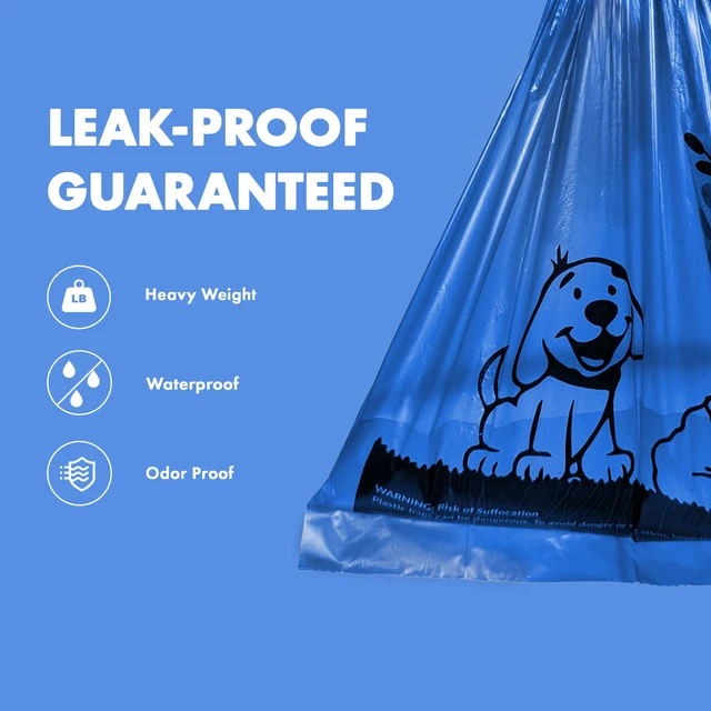 Alt view image 5 of 7 - 1000 Dog Poop Waste Bags with Dispenser and Leash Tie, 9" x 13", Blue, 1000 Count