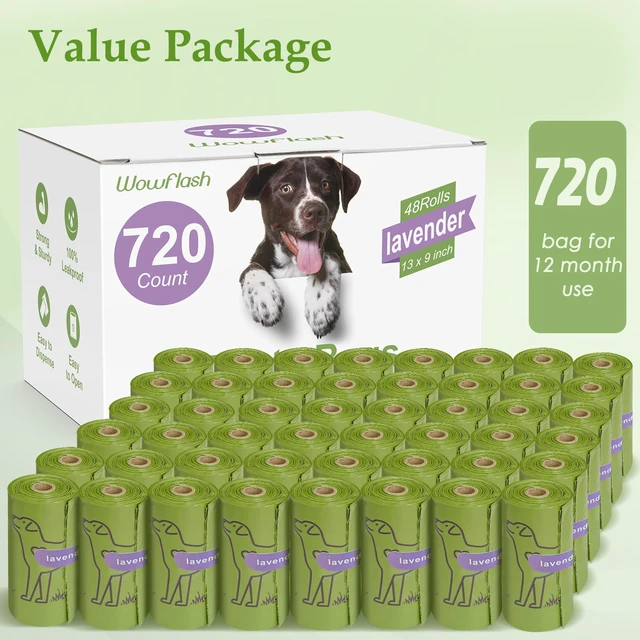 Alt view image 6 of 7 - 720 Count Lavender Scented 13 x 9 Dog Poop Bags Rolls | Leakproof Strong & Sturdy Waste Bags for Doggie Cat Pet