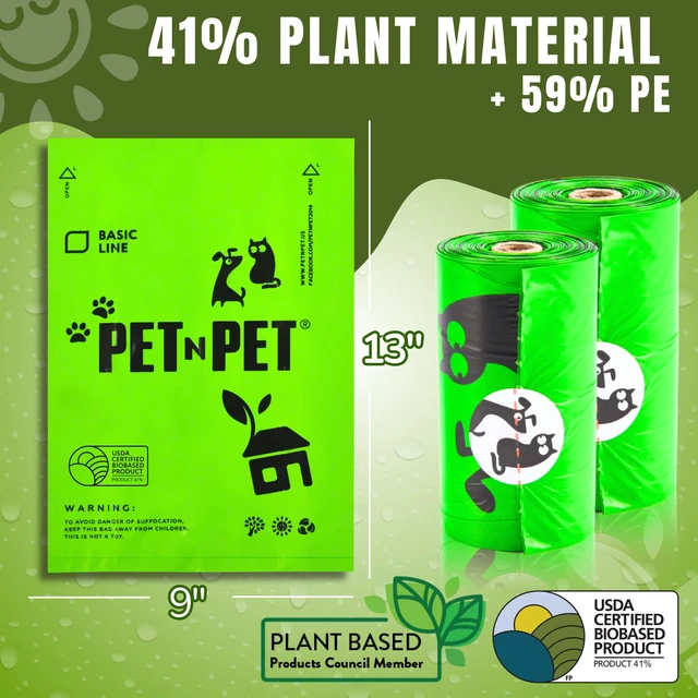 Alt view image 2 of 6 - Poop Bags for Dogs, 1080 Count, Plant Based, Unscented, Green | USDA Certified, 41%, Doggy, Leak-Proof, Refill, Waste, Tear-Resistant, Easy-Tear Design, dog waste bags