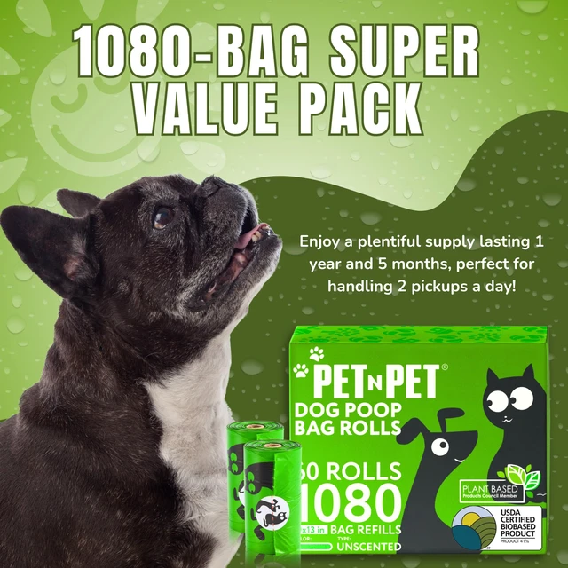 Alt view image 4 of 6 - Poop Bags for Dogs, 1080 Count, Plant Based, Unscented, Green | USDA Certified, 41%, Doggy, Leak-Proof, Refill, Waste, Tear-Resistant, Easy-Tear Design, dog waste bags