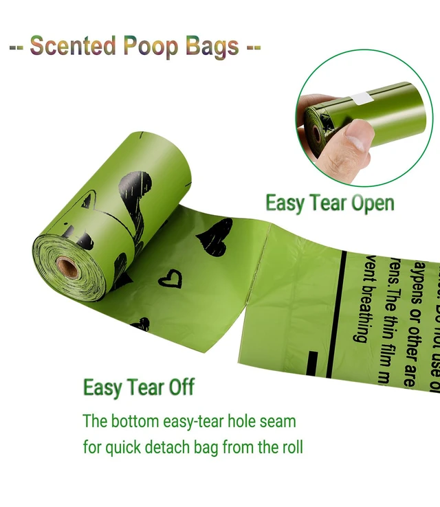 Alt view image 2 of 7 - Dog Poop Bag Biodegradable 540 Count Dog Waste Bags with Dispenser Scented | Clean Pickup No Mess No Leaks Strong Large 9x13 inch Waste Refill Bags for Daily Dog Walks, Cat Litter Outdoor Travel