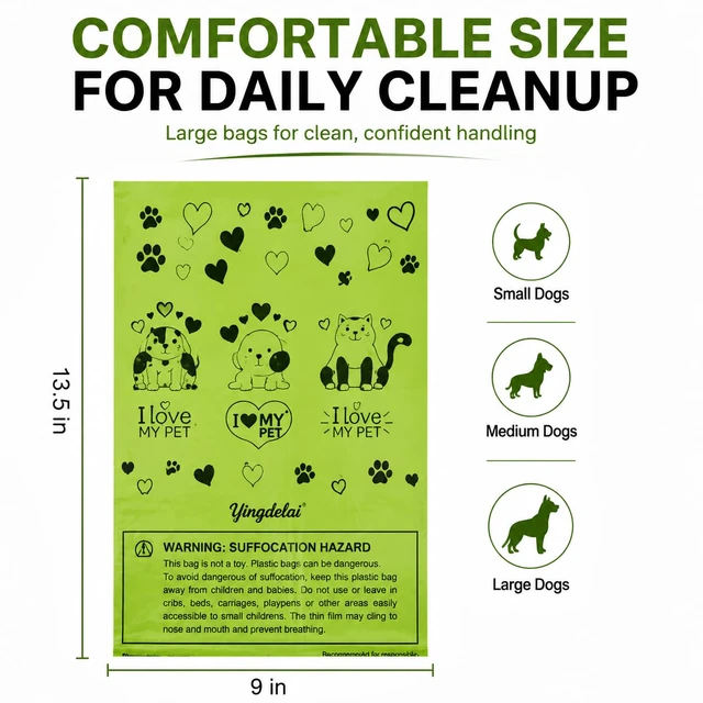 Alt view image 5 of 7 - Dog Poop Bag Biodegradable 540 Count Dog Waste Bags with Dispenser Scented | Clean Pickup No Mess No Leaks Strong Large 9x13 inch Waste Refill Bags for Daily Dog Walks, Cat Litter Outdoor Travel