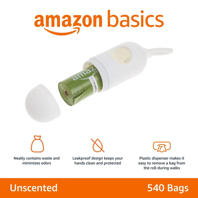 Alt view image 2 of 3 - Premium Leak Proof Dog Poop Bags with Dispenser and Leash Clip, Unscented, 13" x 9", 540 Count (36 Rolls of 15)