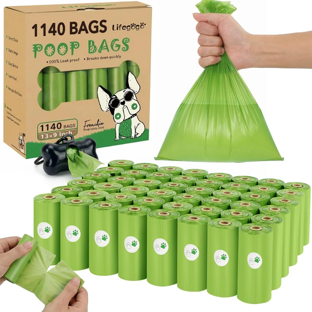 Main image of Dog Poop Bags Rolls: Extra Thick Leak Proof Easy Tear 13 x 9 in 1140 Count Poop Bags for Dogs - Unscented Easy Open with Dispenser Helps Hands Stay Clean on Daily Dog Walks for Small Medium Large Dogs