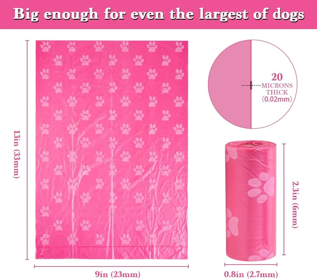 Alt view image 4 of 7 - Dog Poo Bags with Holder-240 Large Poop Bags, Corn Starch Blended Bag, Extra Thick Strong Leak Proof Waste Bag for Dogs (Pink)