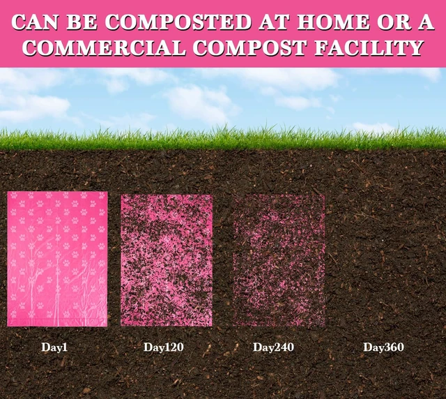 Alt view image 5 of 7 - Dog Poo Bags with Holder-240 Large Poop Bags, Corn Starch Blended Bag, Extra Thick Strong Leak Proof Waste Bag for Dogs (Pink)