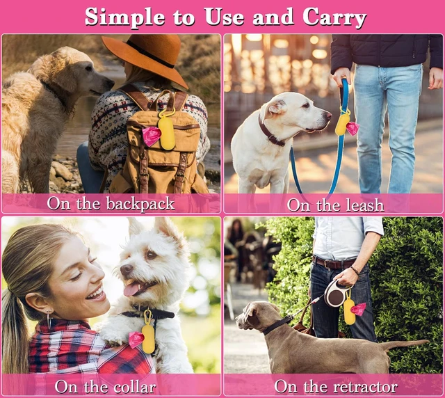 Alt view image 7 of 7 - Dog Poo Bags with Holder-240 Large Poop Bags, Corn Starch Blended Bag, Extra Thick Strong Leak Proof Waste Bag for Dogs (Pink)