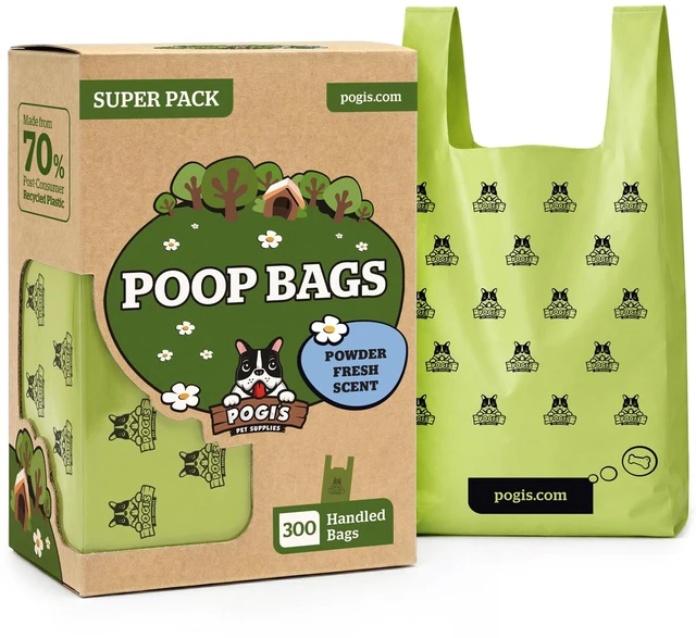 Main image of Large Dog Poop Bags with Handles, Fresh Scent, Extra Thick, 300 Bags | Leak-proof dog waste bags with easy-tie handles. Flat-packed and ready to grab from the box