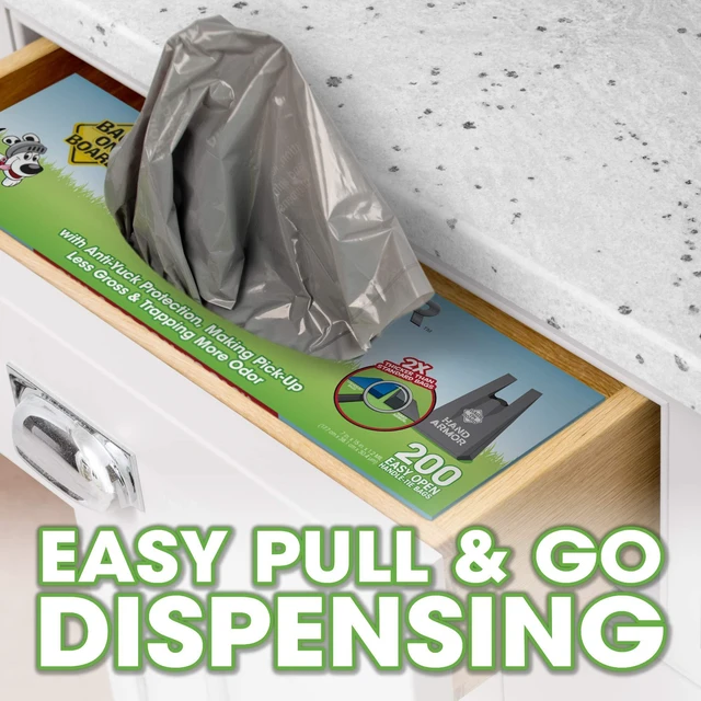 Alt view image 6 of 6 - Dog Poop Bags with Easy Tie Handles, Drawer Pack, 200 Count | Extra Thick Waste Pickup Bags, Easy Tie Handles, Easy Dispensing Drawer Pack, Strong Leak Proof Design, 200 Count
