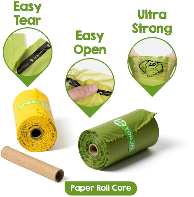 Alt view image 2 of 6 - Dog Poop Bags Rolls with OK biobased Certified, 360 Pet Waste Bags, 100% Leak Proof Extra Thick and Strong Corn Starch Based