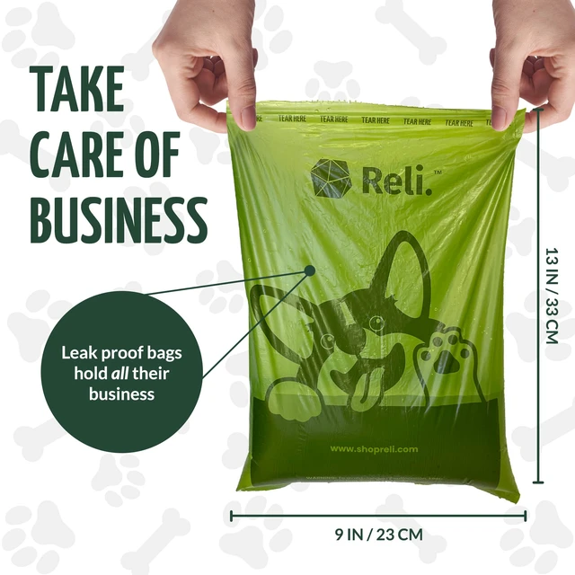 Alt view image 3 of 7 - Biodegradable Dog Poop Bags w/Holder (1200 Count - 80 Rolls Bulk) | Leash Clip Dispenser | 9x13" Large Dog Bags for Poop | Green Eco-Friendly Oxobiodegradable Waste Disposal Refills (Unscented)
