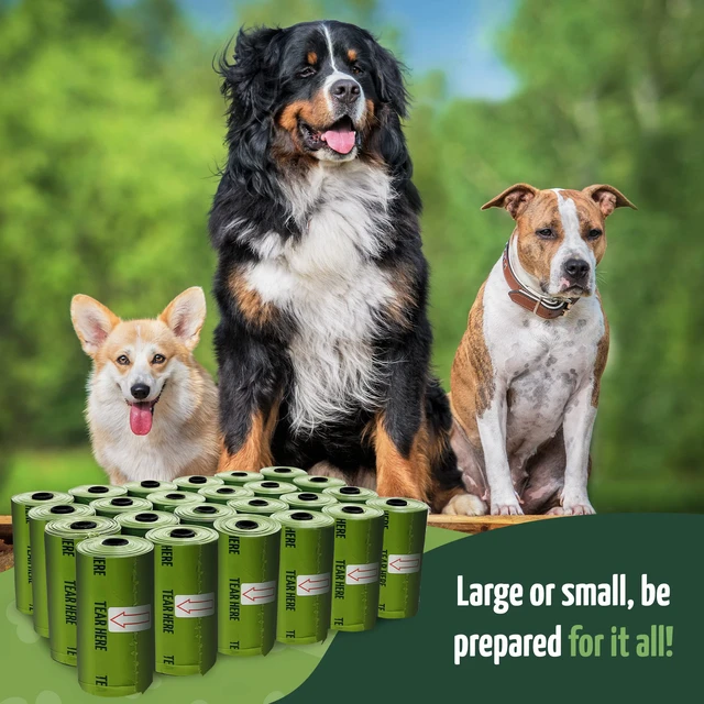 Alt view image 5 of 7 - Biodegradable Dog Poop Bags w/Holder (1200 Count - 80 Rolls Bulk) | Leash Clip Dispenser | 9x13" Large Dog Bags for Poop | Green Eco-Friendly Oxobiodegradable Waste Disposal Refills (Unscented)