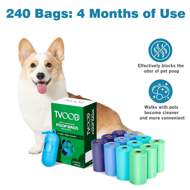 Alt view image 7 of 7 - Dog Poop Bags Rolls 240 Count Leakproof 4 Color for Mess-Free Pickup | Unscented Thick Pet Waste Bags with Dispenser for Clean Hands During Daily Walks Parks Sidewalks and Backyard Cleanup