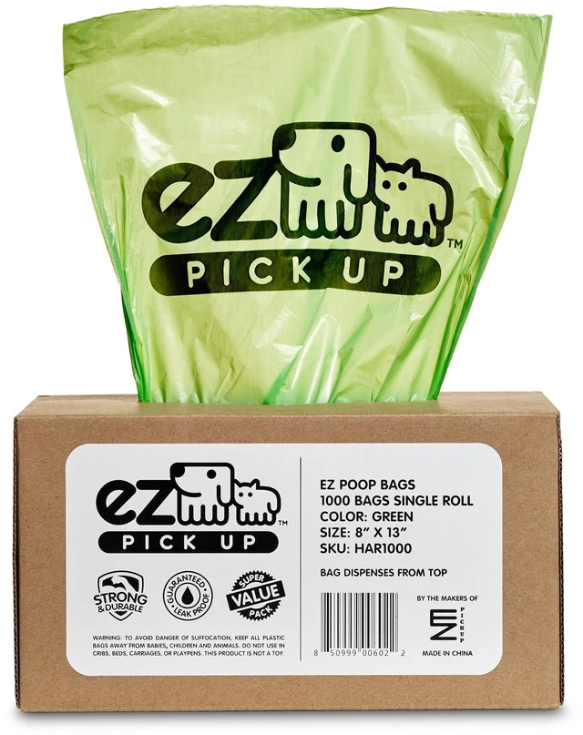 Main image of 1000 Pet Waste Disposal Dog Poop Bags, Bags Green (Single roll, not on Small Rolls)