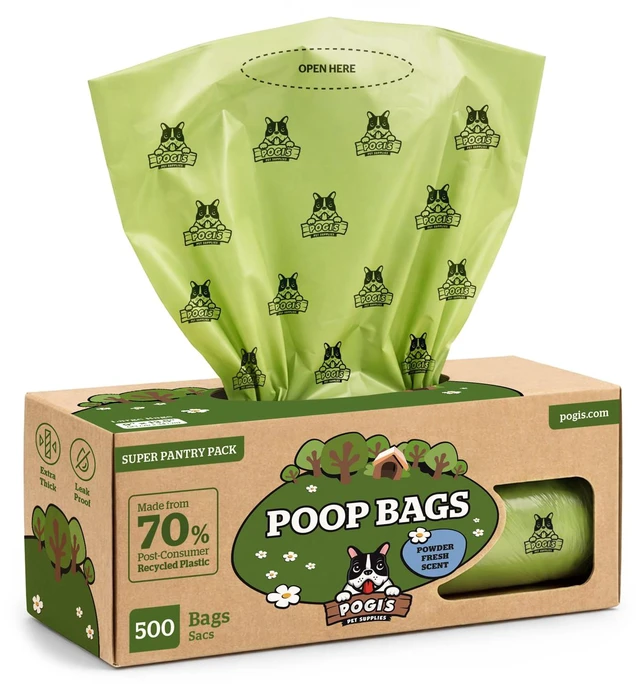 Main image of Large Dog Poop Bags, Single Roll, Fresh Scent, Leak-Proof, 500 Bags | Thick, strong dog waste bags. Easy to tear off and open for quick cleanup