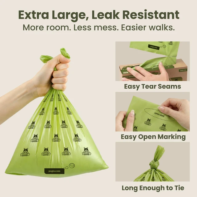 Alt view image 2 of 7 - Large Dog Poop Bags, Single Roll, Fresh Scent, Leak-Proof, 500 Bags | Thick, strong dog waste bags. Easy to tear off and open for quick cleanup