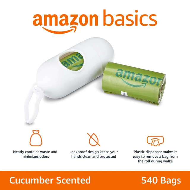 Alt view image 2 of 5 - Premium Leak Proof Dog Poop Bags with Dispenser and Leash Clip, Cucumber Scented, 13" x 9", 540 Count (36 Rolls of 15)