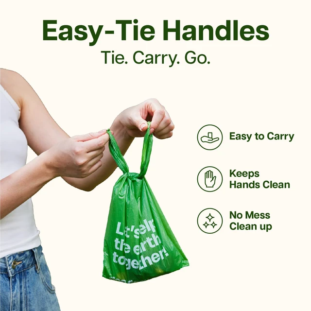 Alt view image 2 of 7 - Dog Poop Bags with Handles, 240 Count Large Size, Extra Thick and Leak Proof Refill Rolls for Doggie Waste, Easy Tie and Cleanup, Unscented