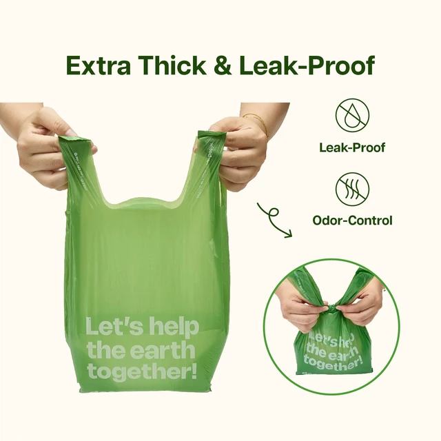 Alt view image 5 of 7 - Dog Poop Bags with Handles, 240 Count Large Size, Extra Thick and Leak Proof Refill Rolls for Doggie Waste, Easy Tie and Cleanup, Unscented
