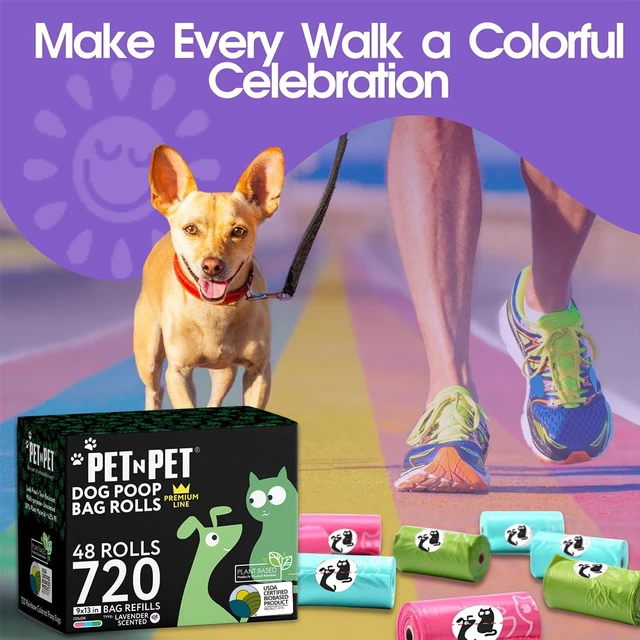 Alt view image 4 of 6 - Dog Poop Bags Rolls, 720 Count, Lavender Scented, Colorful | 41% Plant Based, 59% PE, Extra Thick, Waste, Doggy, Leak-Proof, Tear-Resistant, Easy-Tear Design, Durable, dog waste bags