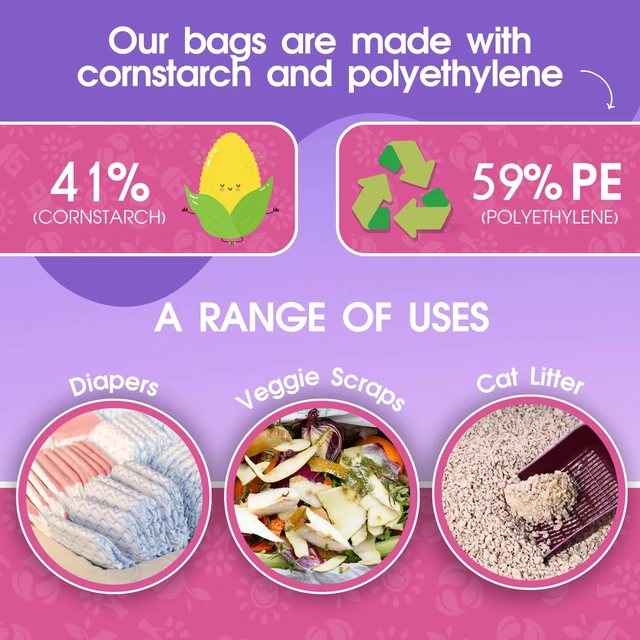 Alt view image 6 of 6 - Dog Poop Bags Rolls, 720 Count, Lavender Scented, Colorful | 41% Plant Based, 59% PE, Extra Thick, Waste, Doggy, Leak-Proof, Tear-Resistant, Easy-Tear Design, Durable, dog waste bags