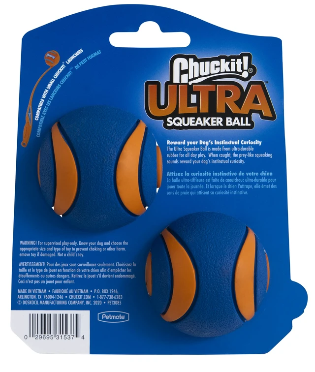 Alt view image 2 of 5 - Ultra Squeaker Ball Dog Toy, Small, 2in, 2 Pack | Ultra Squeaker Ball Dog Toy for Small Breeds, Small 2 In Ball, Sold as a 2 Pack for Dogs to Play With