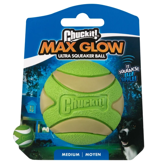 Alt view image 2 of 4 - Max Glow Ultra Squeaker Ball, Medium, 1 Pack | Measures 2.5 In Diameter, for Breeds 20-60 lbs