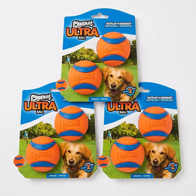 Main image of Ultra Ball Dog Toy - Medium Bouncy Fetch Balls for Dogs 20-60 lbs - Made from Durable Rubber - Floating Water Pet Toys - Size Medium - 2.5-inch Diameter - Pack of 6