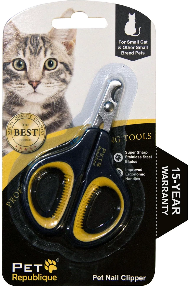 Main image of Cat Nail Clippers Professional Stainless-Steel Nail Clipper for Cats, Kittens, Hamster, Rabbits, Birds, & Small Breed Animals Claw Trimmer (Black+Yellow)