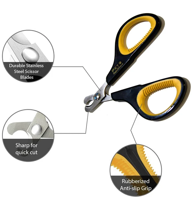 Alt view image 5 of 7 - Cat Nail Clippers Professional Stainless-Steel Nail Clipper for Cats, Kittens, Hamster, Rabbits, Birds, & Small Breed Animals Claw Trimmer (Black+Yellow)