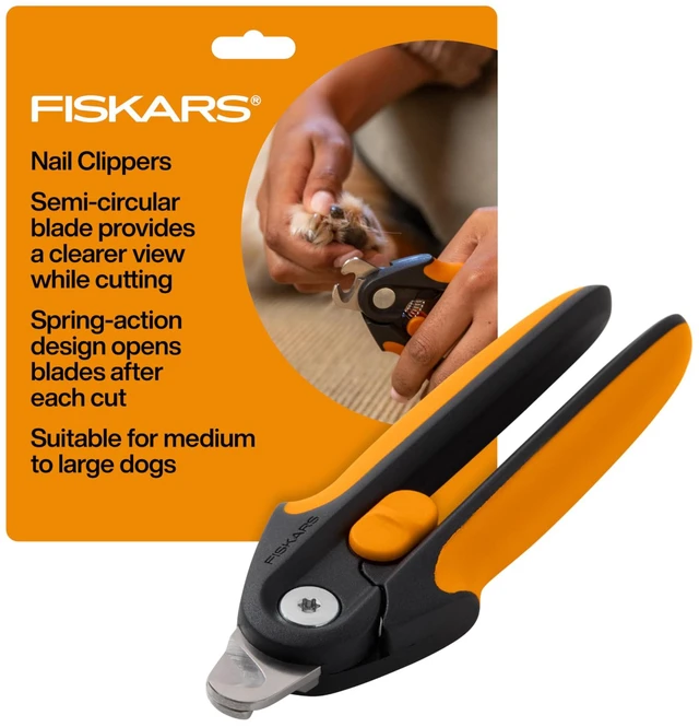 Main image of Pet Large Nail Clippers, Cat and Dog Trimmers for Grooming, 5.75" | Suitable for Medium to Large Dogs, Semi-Circular Blade for Clear View, SoftGrip Handle w/ Safety Lock, Pet Supplies, Black