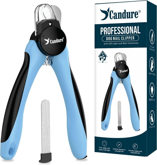 Main image of LED Dog Nail Clippers with Light - Pet Nail Clippers with Light for Dogs & Cats, Sharp Stainless Steel Blades for Thick Nails, Safe Grooming Trimmer with Nail File (Sky Blue)