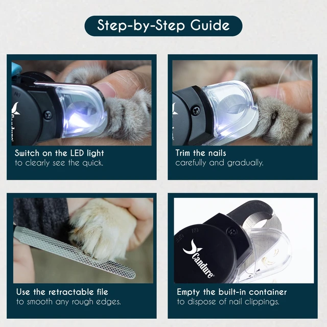 Alt view image 3 of 7 - LED Dog Nail Clippers with Light - Pet Nail Clippers with Light for Dogs & Cats, Sharp Stainless Steel Blades for Thick Nails, Safe Grooming Trimmer with Nail File (Sky Blue)