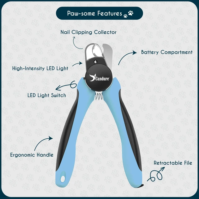 Alt view image 4 of 7 - LED Dog Nail Clippers with Light - Pet Nail Clippers with Light for Dogs & Cats, Sharp Stainless Steel Blades for Thick Nails, Safe Grooming Trimmer with Nail File (Sky Blue)