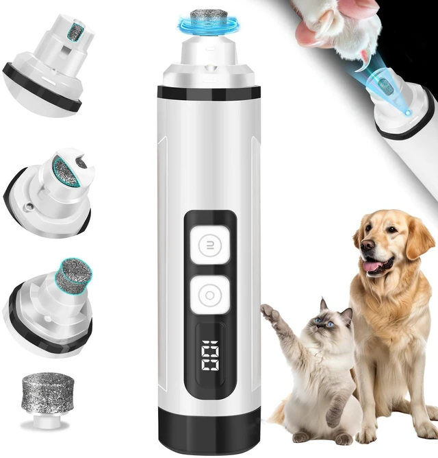 Main image of Dog Nail Trimmers Ultra Quiet Electric Pet Dog Nail Clippers Cat Nail Clipper with Led Lights Nail Grinder High Speed Nail File Electric Clippers for Grooming Small, Medium (White)