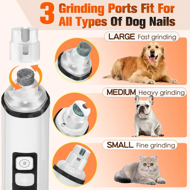 Alt view image 5 of 7 - Dog Nail Trimmers Ultra Quiet Electric Pet Dog Nail Clippers Cat Nail Clipper with Led Lights Nail Grinder High Speed Nail File Electric Clippers for Grooming Small, Medium (White)