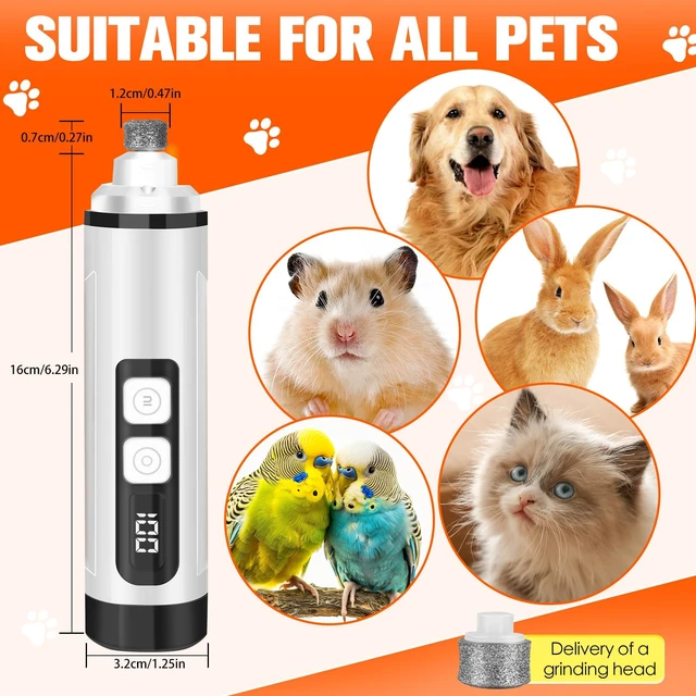 Alt view image 6 of 7 - Dog Nail Trimmers Ultra Quiet Electric Pet Dog Nail Clippers Cat Nail Clipper with Led Lights Nail Grinder High Speed Nail File Electric Clippers for Grooming Small, Medium (White)