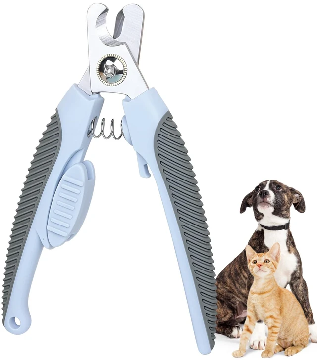 Main image of Blue Large Dog Nail Clipper with Guard Dog Toenail Clippers | Stainless Steel Blade,TPR Overmolded Non-Slip Handle,Cat Nail Clipper with Guard,Cat Claw Clipper,Pet Nail Trimmer