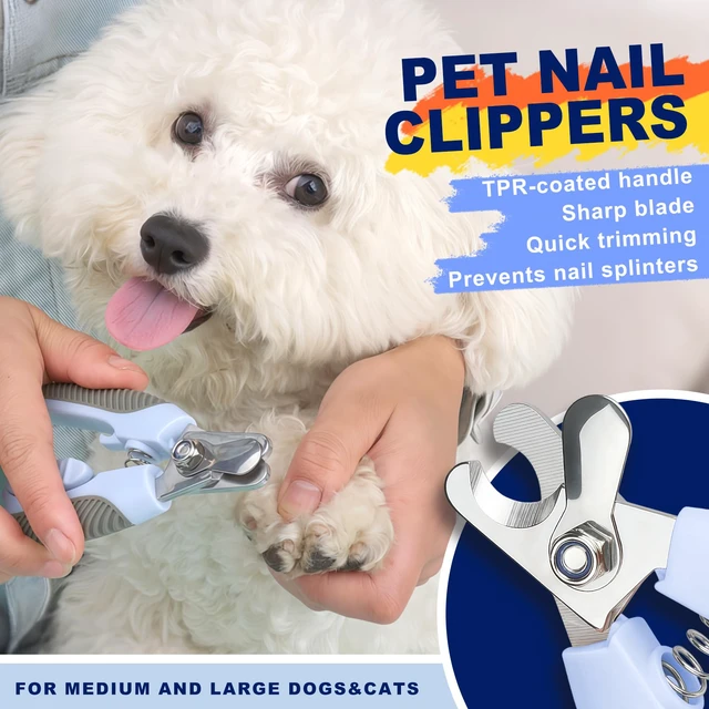 Alt view image 2 of 6 - Blue Large Dog Nail Clipper with Guard Dog Toenail Clippers | Stainless Steel Blade,TPR Overmolded Non-Slip Handle,Cat Nail Clipper with Guard,Cat Claw Clipper,Pet Nail Trimmer