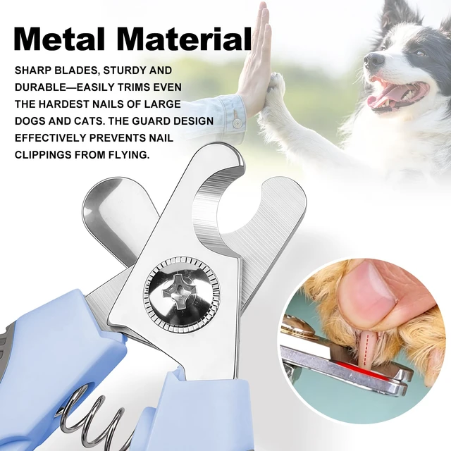 Alt view image 4 of 6 - Blue Large Dog Nail Clipper with Guard Dog Toenail Clippers | Stainless Steel Blade,TPR Overmolded Non-Slip Handle,Cat Nail Clipper with Guard,Cat Claw Clipper,Pet Nail Trimmer